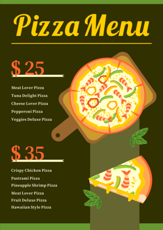 菜单披萨海报模板_剪贴画风格诱人的披萨食物菜单