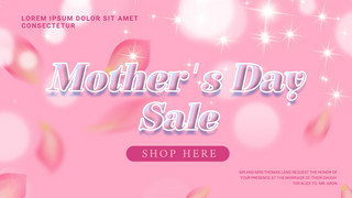 简约粉色花瓣光效母亲节销售宣传模板