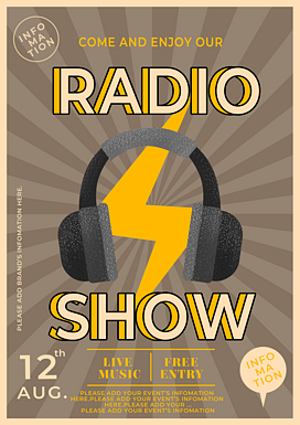 复古耳机广播节目海报