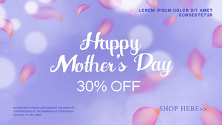 紫色花模板海报模板_紫色简约粉色花瓣母亲节销售宣传模板