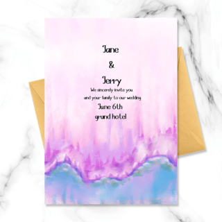 纪念邀请函海报模板_水彩粉色梦幻蓝色紫色邀请函