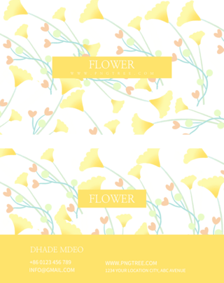 平铺花卉海报模板_黄色水彩花卉名片