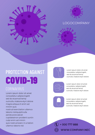 新型冠状肺炎疫情海报模板_新型冠状病宣传商务紫色海报
