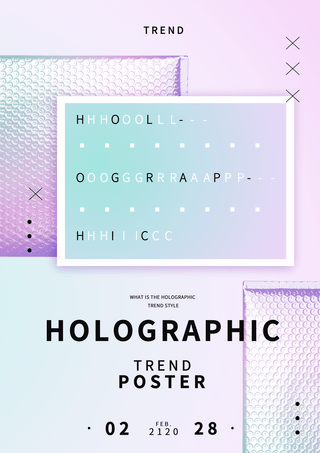 艺术字母设计海报模板_边框字母全息趋势海报模板03
