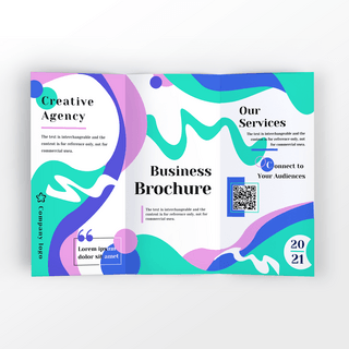 多彩几何海报模板_蓝绿粉色简约抽象多彩几何商务手册