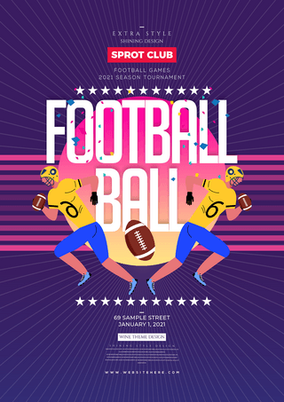 培训游戏海报模板_简约时尚渐变橄榄球竞技比赛海报