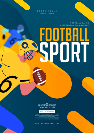 培训游戏海报模板_时尚色彩橄榄球比赛竞技海报