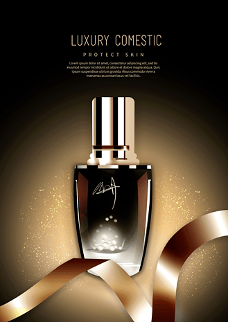 黑金色丝带护肤品海报