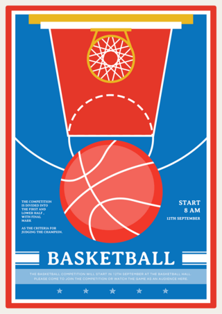 篮球比赛传单海报模板_蓝色卡通篮球比赛传单