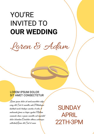 质感黄色线条海报模板_黄色白色简约线条订婚聚会邀请函