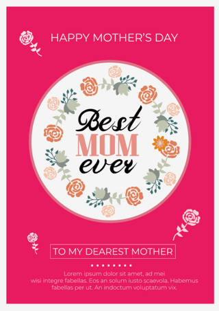 粉色背景母亲节花朵海报
