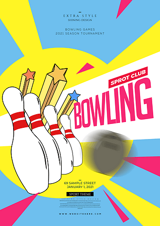 时尚色彩保龄球体育竞技海报