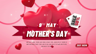 时尚粉红色母亲节节日促销宣传画面