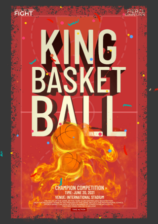 篮球比赛传单海报模板_复古篮球运动比赛传单