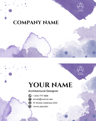 紫色颜料海报模板_紫色水彩涂鸦商务双面企业名片