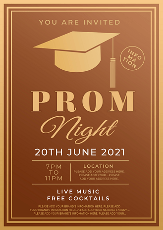 毕业舞会海报图片素材_金色传统学士帽毕业舞会传单