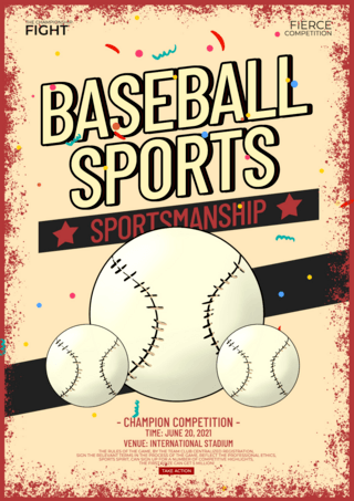 复古棒球海报模板_复古棒球运动比赛传单