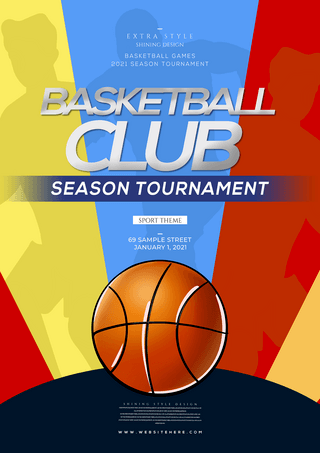 篮球游戏海报模板_时尚个性色彩体育竞技篮球海报