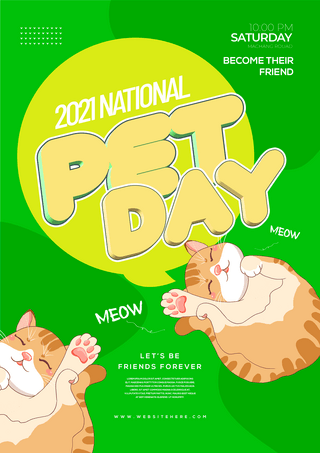 kitty海报模板_时尚几何色彩宠物日节日海报