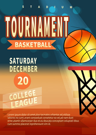 篮球游戏海报模板_光效篮球球俱乐部运动模版