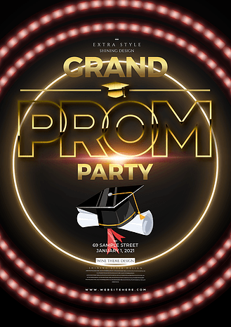 个性光效金色高级毕业舞会派对海报