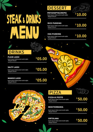餐厅披萨食物菜单模板