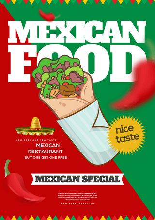 卡通墨西哥创意美食海报