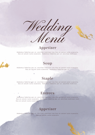 水彩菜单海报海报模板_紫色水彩婚礼菜单海报