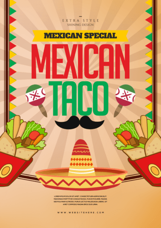 简约墨西哥特色美食宣传海报