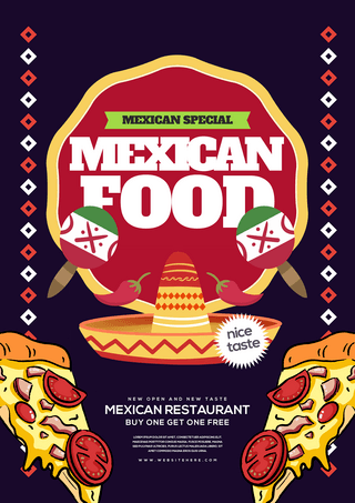 餐厅特色海报模板_卡通时尚墨西哥特色美食海报
