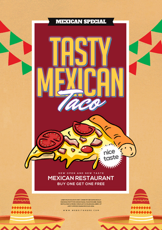 餐厅特色海报模板_卡通墨西哥风味特色美食海报