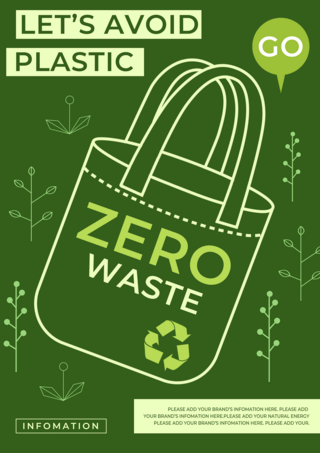 绿色环保袋限塑零浪费海报传单