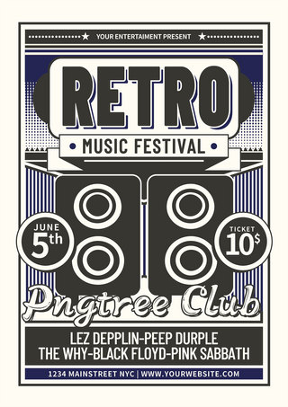 music海报模板_retro music festival