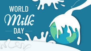 创意卡通抽象世界牛奶日横幅