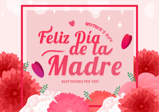 母亲节温馨粉色海报模板_温馨粉色康乃馨花朵边框母亲节贺卡