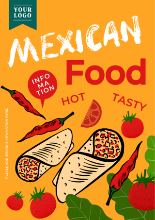 鲨鱼辣椒海报模板_彩色墨西哥餐厅美食海报传单