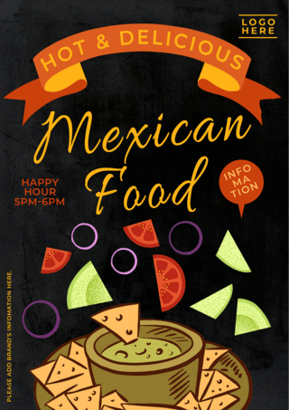 牛油果油海报模板_牛油果酱玉米片墨西哥餐厅传单