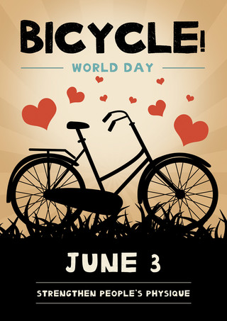自行车复古海报模板_复古怀旧风格创意世界自行车日海报