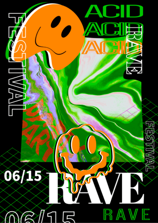 acid rave emoji publicize poster