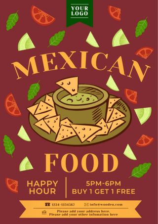 美味牛油果海报模板_玉米片牛油果墨西哥餐厅传单