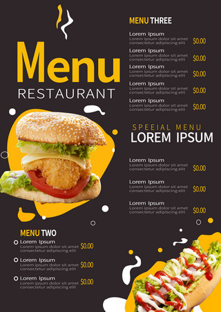菜单涂鸦海报模板_快餐食物菜单