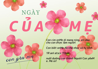 水彩花卉海报海报模板_渐变黄绿色水彩花卉简约高端母亲节越南语贺卡
