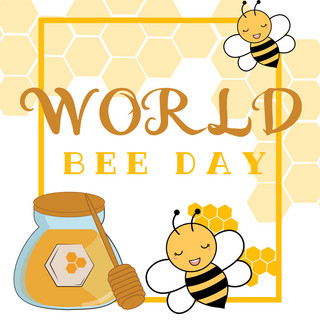 生物世界海报模板_简约世界蜜蜂日社交媒体模板