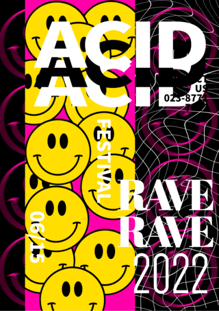 flat design acid emoji poster template
