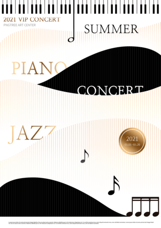 创意音乐会海报模板_几何线条黑白琴键音乐会海报