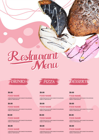 形状涂鸦海报模板_粉色简约形状涂鸦快餐餐馆菜单