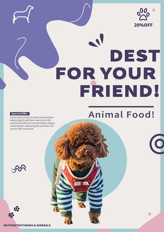 动物粮食海报模板_可爱宠物粮食促销模版