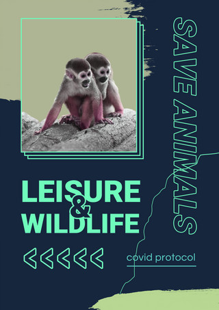 蓝色简约保护野生动物宣传海报模板