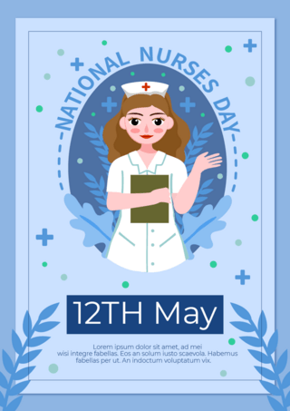 蓝色背景国际护士节海报