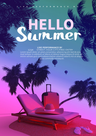 summer海滩海报模板_夏季夜生活派对海报
